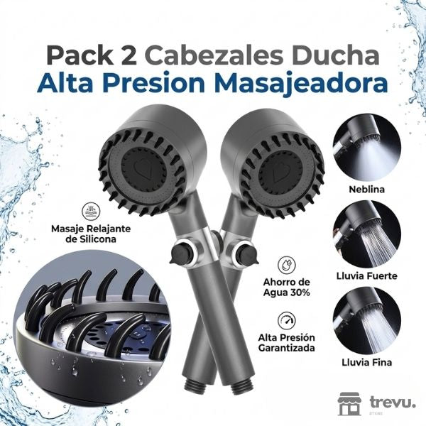 Pack 2 Cabezales Ducha Alta Presion - Tu Spa en casa.